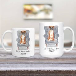 Life is better with Boxer Designs 11oz and 15oz comparison TV Room