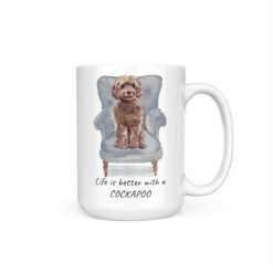 Life is better with Brown Cockapoo 15oz handle right white