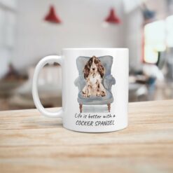 Life is better with a Brown Cocker Spaniel dog mug (Illustrated collection) 16 Life is better with Brown Cocker Spaniel Designs handle left kitchen