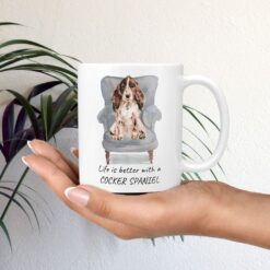 Life is better with a Brown Cocker Spaniel dog mug (Illustrated collection) 12 Life is better with Brown Cocker Spaniel Designs mug in hand plant
