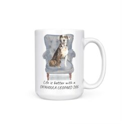 Life is better with a Catahoula Leopard Dog dog mug (Illustrated collection) 18 Life is better with Catahoula Leopard Dog 15oz handle right white