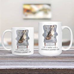 Life is better with a Catahoula Leopard Dog dog mug (Illustrated collection) 12 Life is better with Catahoula Leopard Dog Designs 11oz and 15oz comparison TV Room