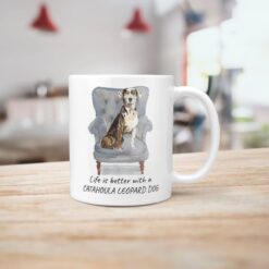 Life is better with a Catahoula Leopard Dog dog mug (Illustrated collection) 14 Life is better with Catahoula Leopard Dog Designs handle right kitchen