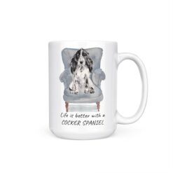 Life is better with Cocker Spaniel 15oz handle right white