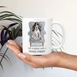 Life is better with Cocker Spaniel Designs mug in hand plant