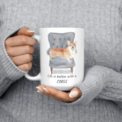 Life is better with a Corgi dog mug (Illustrated collection) 13 Life is better with Corgi 15oz jumper front