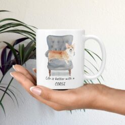 Life is better with a Corgi dog mug (Illustrated collection) 11 Life is better with Corgi Designs mug in hand plant