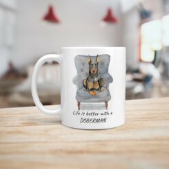 Life is better with a Doberman dog mug (Illustrated collection) 15 Life is better with Doberman Designs handle left kitchen