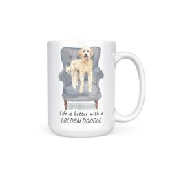 Life is better with a Golden Doodle dog mug (Illustrated collection) 18 Life is better with Golden Doodle 15oz handle right white