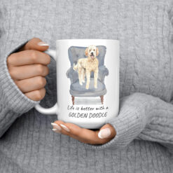 Life is better with a Golden Doodle dog mug (Illustrated collection) 13 Life is better with Golden Doodle 15oz jumper front