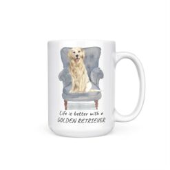 Life is better with Golden Retriever 15oz handle right white