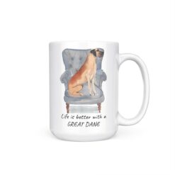 Life is better with a Great Dane dog mug (Illustrated collection) 18 Life is better with Great Dane 15oz handle right white