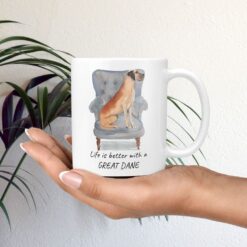Life is better with a Great Dane dog mug (Illustrated collection) 11 Life is better with Great Dane Designs mug in hand plant