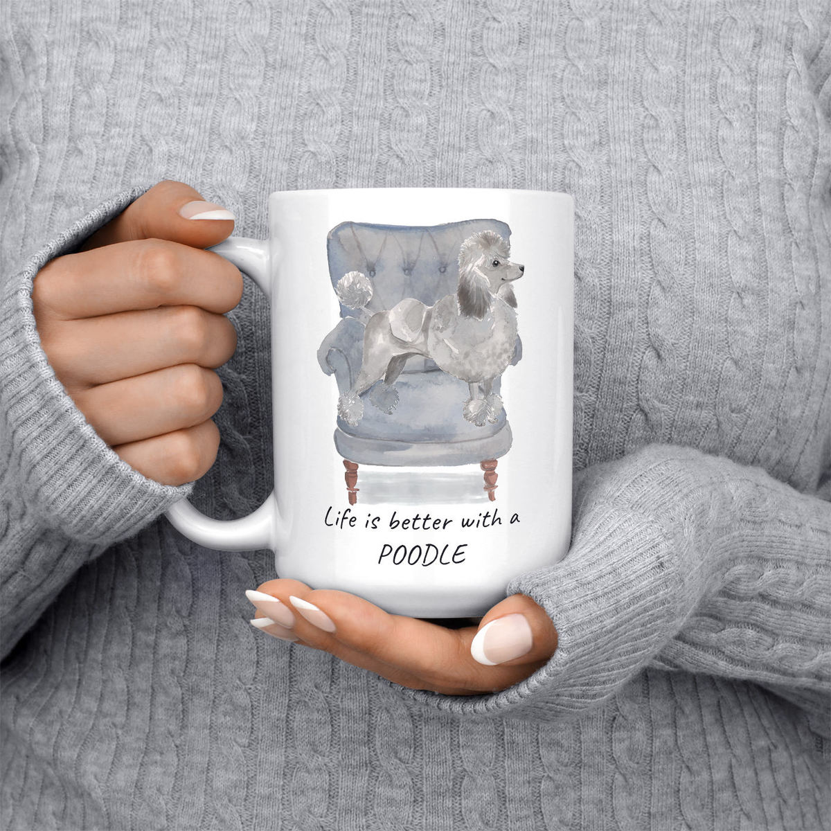 Life is better with a Grey Poodle dog mug (Illustrated collection) 6 Life is better with a Grey Poodle dog mug (Illustrated collection) - Image 4
