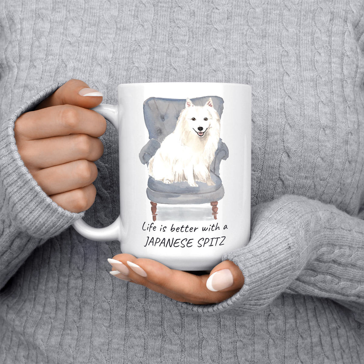 Life is better with a Japanese Spitz dog mug (Illustrated collection) 5 Life is better with a Japanese Spitz dog mug (Illustrated collection) - Image 4