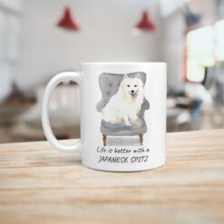 Life is better with a Japanese Spitz dog mug (Illustrated collection) 15 Life is better with Japanese Spitz Designs handle left kitchen