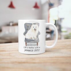 Life is better with a Japanese Spitz dog mug (Illustrated collection) 14 Life is better with Japanese Spitz Designs handle right kitchen