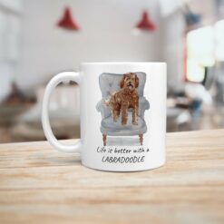 Life is better with a Labradoodle dog mug (Illustrated collection) 15 Life is better with Labradoodle Designs handle left kitchen