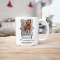 Life is better with a Labradoodle dog mug (Illustrated collection) 14 Life is better with Labradoodle Designs handle right kitchen