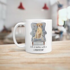 Life is better with a Labrador retriever dog mug (Illustrated collection) 15 Life is better with Labrador retriever Designs handle left kitchen