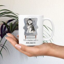 Life is better with a Malamute dog mug (Illustrated collection) 11 Life is better with Malamute Designs mug in hand plant