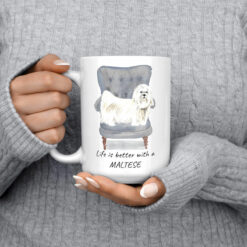 Life is better with a Maltese dog mug (Illustrated collection) 13 Life is better with Maltese 15oz jumper front