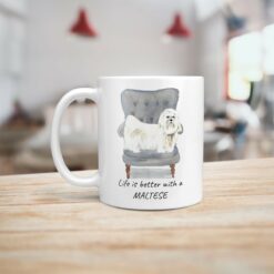 Life is better with a Maltese dog mug (Illustrated collection) 15 Life is better with Maltese Designs handle left kitchen