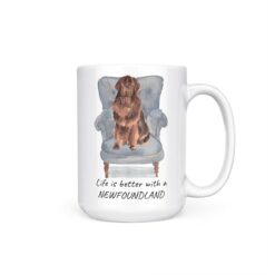 Life is better with a Newfoundland dog mug (Illustrated collection) 18 Life is better with Newfoundland 15oz handle right white