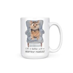 Life is better with a Norfolk Terrier dog mug (Illustrated collection) 18 Life is better with Norfolk Terrier 15oz handle right white