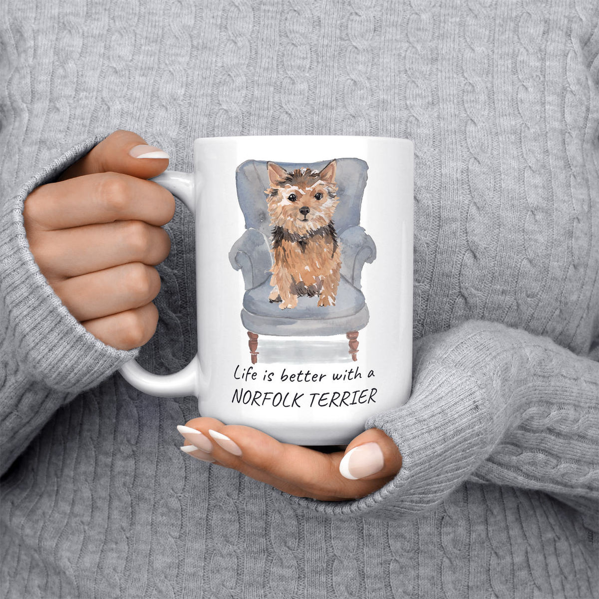 Life is better with a Norfolk Terrier dog mug (Illustrated collection) 5 Life is better with a Norfolk Terrier dog mug (Illustrated collection) - Image 4