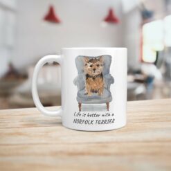 Life is better with a Norfolk Terrier dog mug (Illustrated collection) 15 Life is better with Norfolk Terrier Designs handle left kitchen