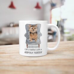 Life is better with a Norfolk Terrier dog mug (Illustrated collection) 14 Life is better with Norfolk Terrier Designs handle right kitchen