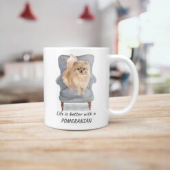 Life is better with a Pomeranian dog mug (Illustrated collection) 14 Life is better with Pomeranian Designs handle right kitchen