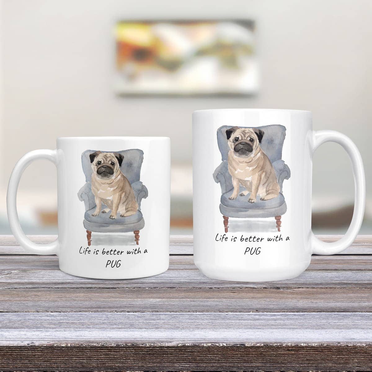 Life is better with a Pug dog mug (Illustrated collection) 4 Life is better with a Pug dog mug (Illustrated collection) - Image 3