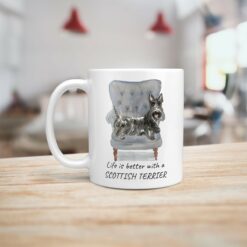 Life is better with a Scottish Terrier dog mug (Illustrated collection) 15 Life is better with Scottish Terrier Designs handle left kitchen