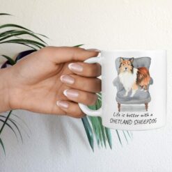 Life is better with Shetland Sheepdog Designs hand holding plant
