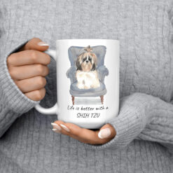 Life is better with a Shih tzu Long hair dog mug (Illustrated collection) 14 Life is better with Shih tzu Long hair 15oz jumper front