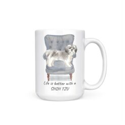 Life is better with a Shih tzu Short hair dog mug (Illustrated collection) 18 Life is better with Shih tzu Short hair 15oz handle right white