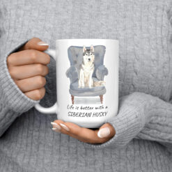 Life is better with a Siberian Husky dog mug (Illustrated collection) 13 Life is better with Siberian Husky 15oz jumper front