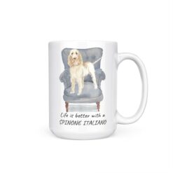 Life is better with a Spinone Italiano dog mug (Illustrated collection) 18 Life is better with Spinone Italiano 15oz handle right white