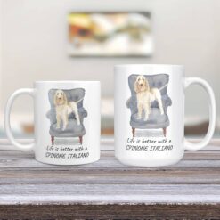 Life is better with a Spinone Italiano dog mug (Illustrated collection) 12 Life is better with Spinone Italiano Designs 11oz and 15oz comparison TV Room