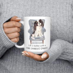 Life is better with Tri colour King Charles Spaniel 15oz jumper front