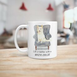 Life is better with a White Collie dog mug (Illustrated collection) 15 Life is better with White Collie Designs handle left kitchen