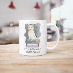 Life is better with a White Collie dog mug (Illustrated collection) 14 Life is better with White Collie Designs handle right kitchen