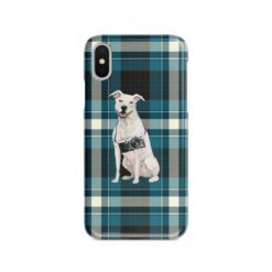 American Staffordshire terrier Tartan phone case. 11 Tartan styles for your Iphone 15 Pro Max, Iphone 14, 13, 12 to 6 & Samsung Galaxy S23 Ultra, S22, S21 to S6 25 Adventure dogs tartan case american staffordshire terrier modern front view