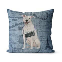 American Staffordshire terrier dog Inspired Denim Style Throw Pillow Cushion - Travel collection