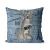 Adventure is out there cushion American Staffordshire terrier grey Faded Ephemera Denim front view