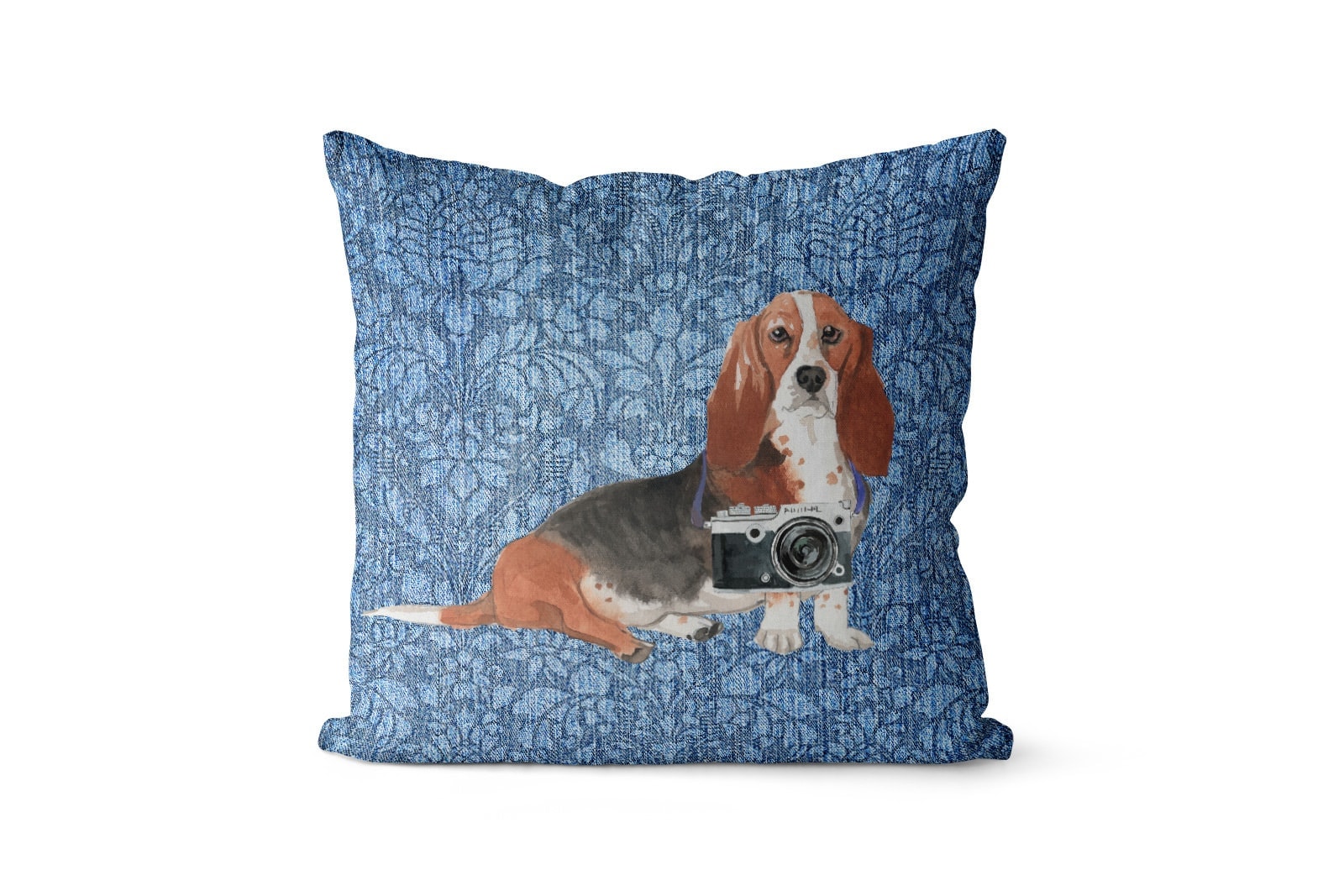 Basset Hound dog Inspired Denim Style Throw Pillow Cushion - Travel collection 11 Basset Hound dog Inspired Denim Style Throw Pillow Cushion - Travel collection - Image 10
