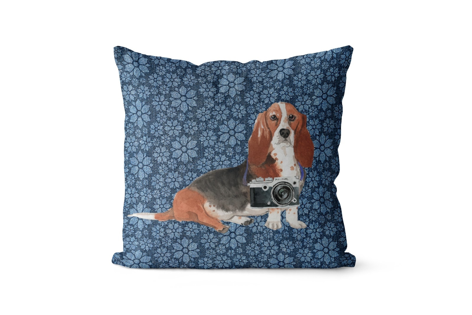 Basset Hound dog Inspired Denim Style Throw Pillow Cushion - Travel collection 10 Basset Hound dog Inspired Denim Style Throw Pillow Cushion - Travel collection - Image 9