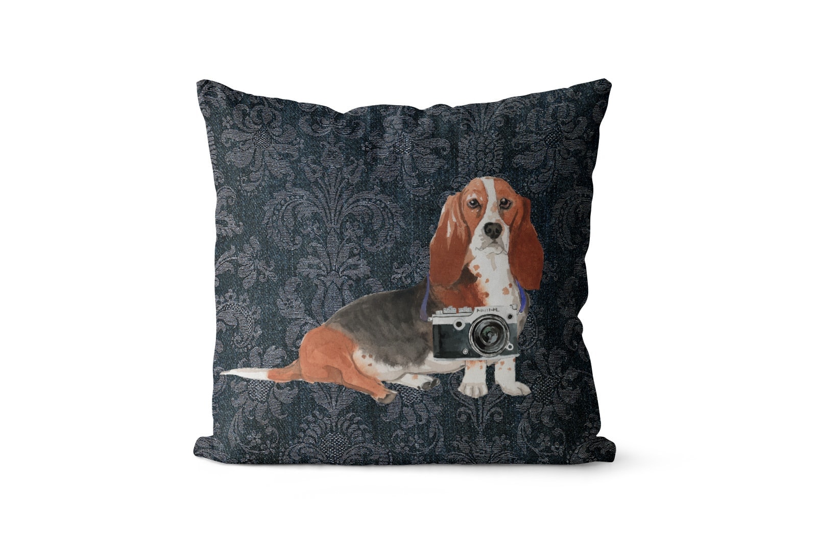 Basset Hound dog Inspired Denim Style Throw Pillow Cushion - Travel collection 9 Basset Hound dog Inspired Denim Style Throw Pillow Cushion - Travel collection - Image 8